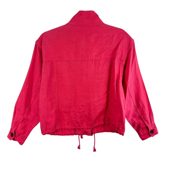 Talbots Women's Pink Washed Linen Utility Jacket Drawstring Waist Size Small - Picture 2 of 6